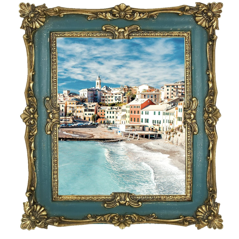 Vintage Blue and Bronze Gold Picture Frame Engagement Photo Prop