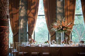 Tall Peach and White Gladiolus Centerpiece