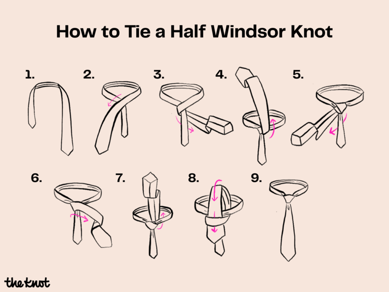 How to tie a half windsor knot step-by-step guide graphic