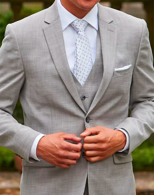 BLACKTIE SHARKSKIN Black & White Wedding Suit Grey Tuxedo - 3