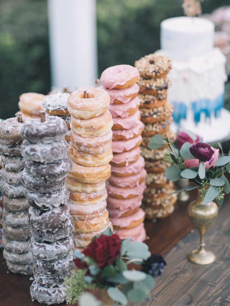Donut stacks at wedding