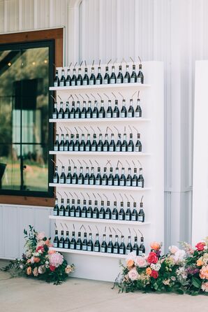 Display Wall of Prosecco Drinks at Italian-Themed Wedding