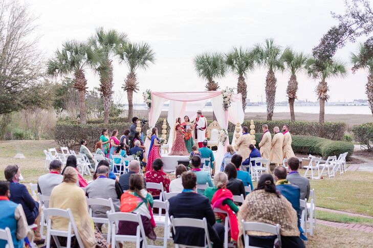 Indian Wedding Ceremony With Mandap Along Charleston, South Carolina, Waterfront