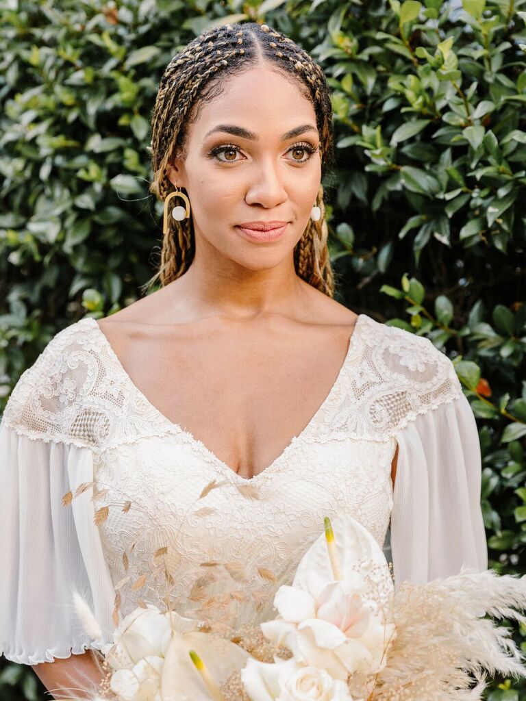 half up half down wedding hairstyle braids