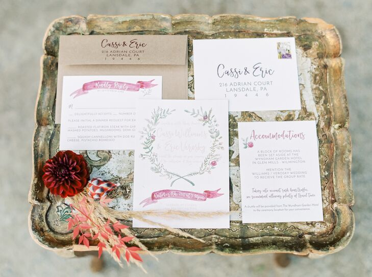 Whimsical Invitation Suite with Garland Illustration