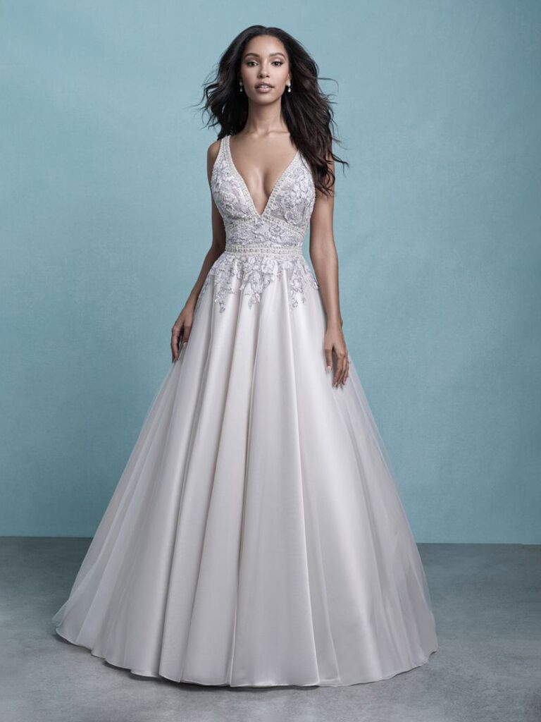 Stunning wedding dress collection white lace & nude tulle ball gown