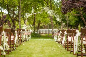 Outdoor Wedding Ceremony White Floral Arbor