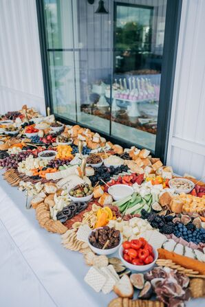 Long Charcuterie Board for Cocktail Hour at Italian-Inspired, Summer Wedding