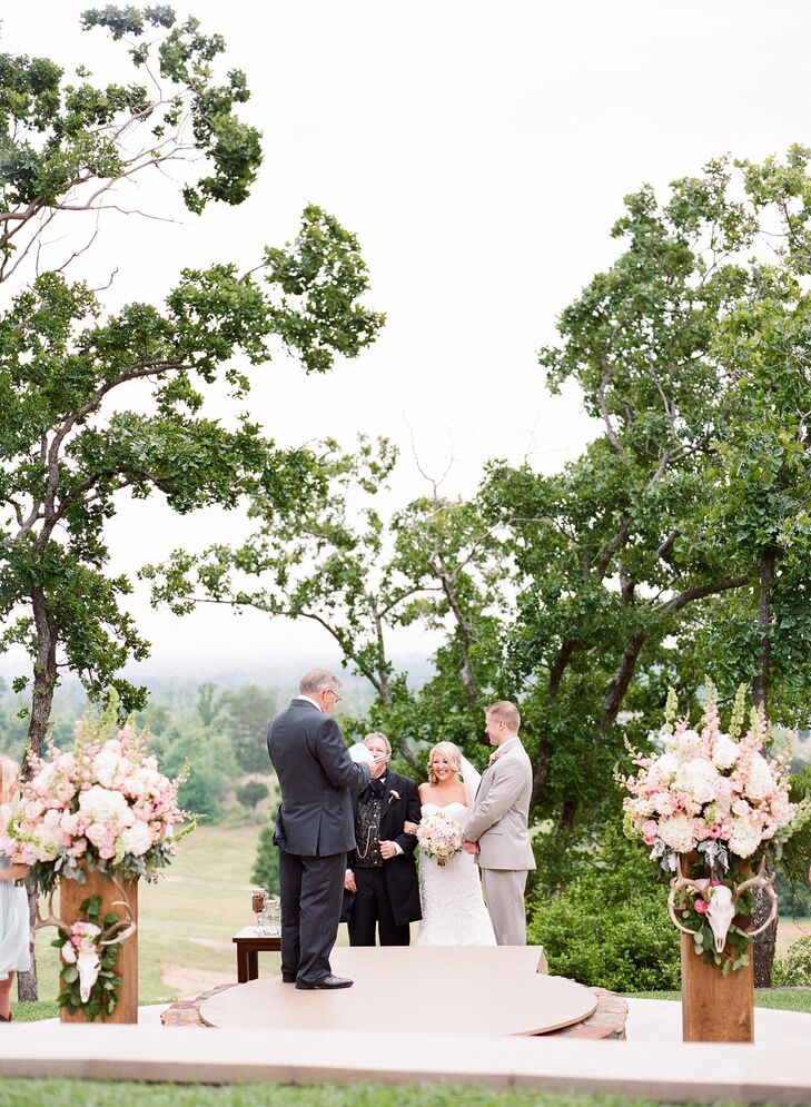 Up on a hill overlooking the valley below, Milly and Stephen exchanged vows in an intimate, outdoor ceremony.