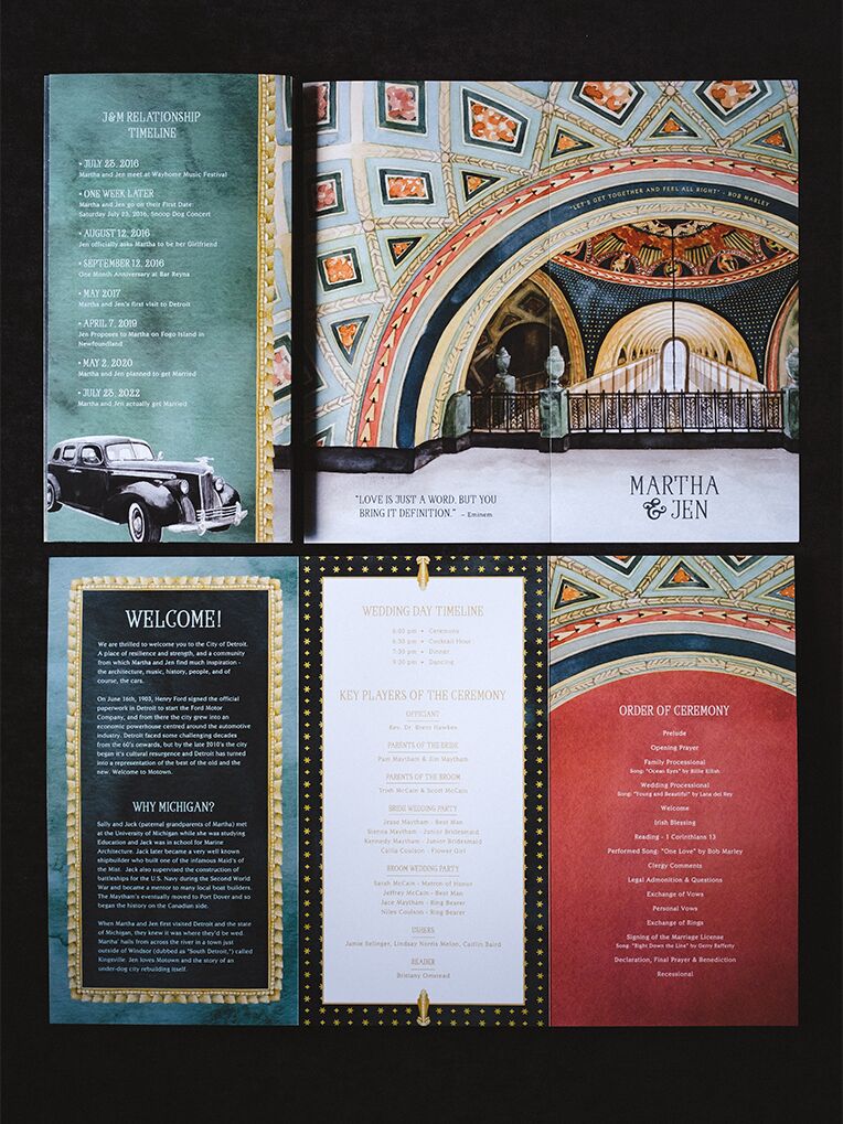 Detroit-inspired wedding program