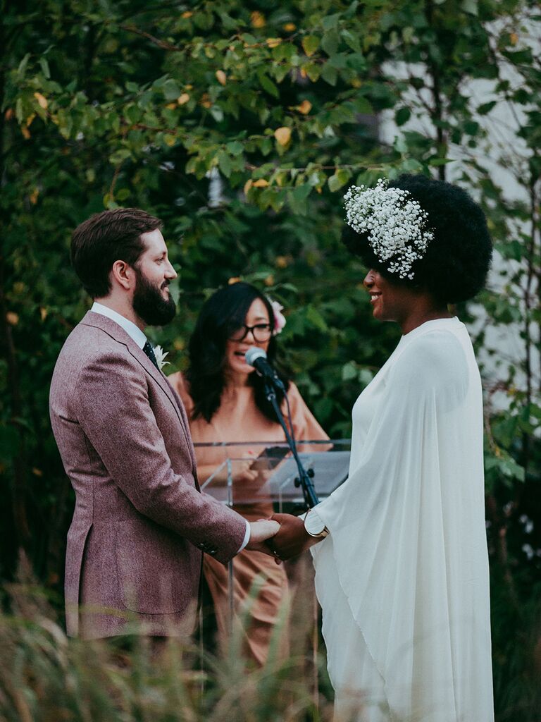 Couple exchanging vows