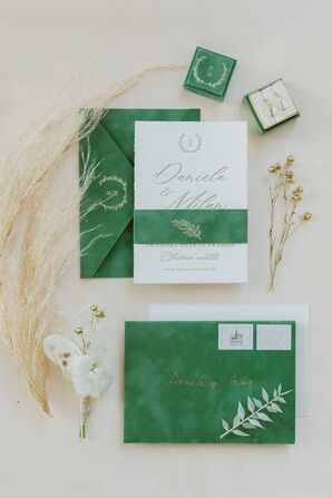 Green Velvet Wedding Invitation