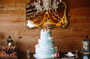Pale Blue Three-Tier Wedding Cake