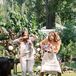 Brides Dancing at End of Backyard Wedding Ceremony