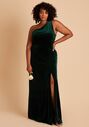 Birdy Grey Kira Dress in Velvet Emerald One Shoulder Bridesmaid Dress - thumbnail - 3