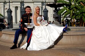 Marine Corps Bride and Groom in Jackson Square
