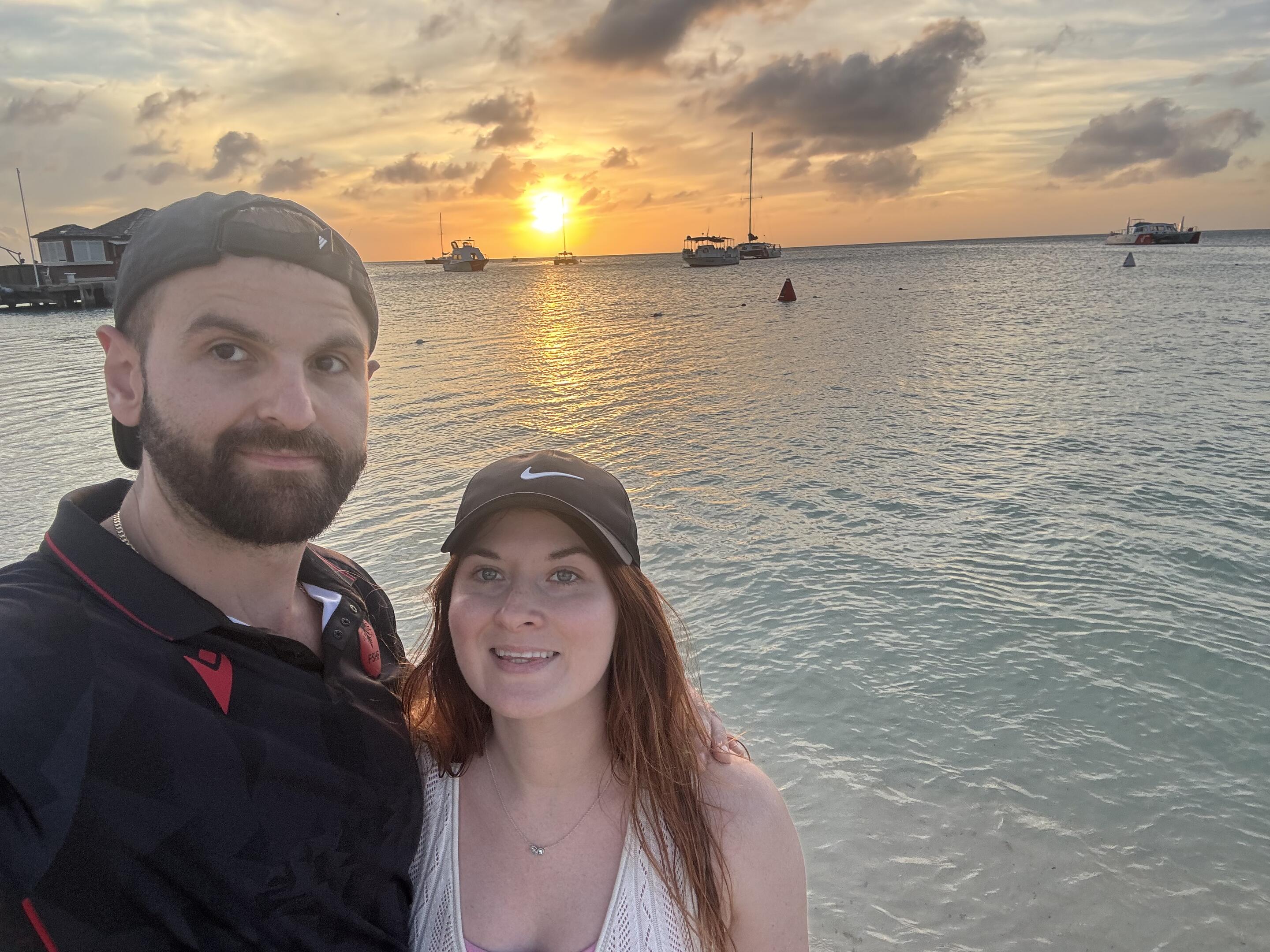Enjoying a sunset in Aruba