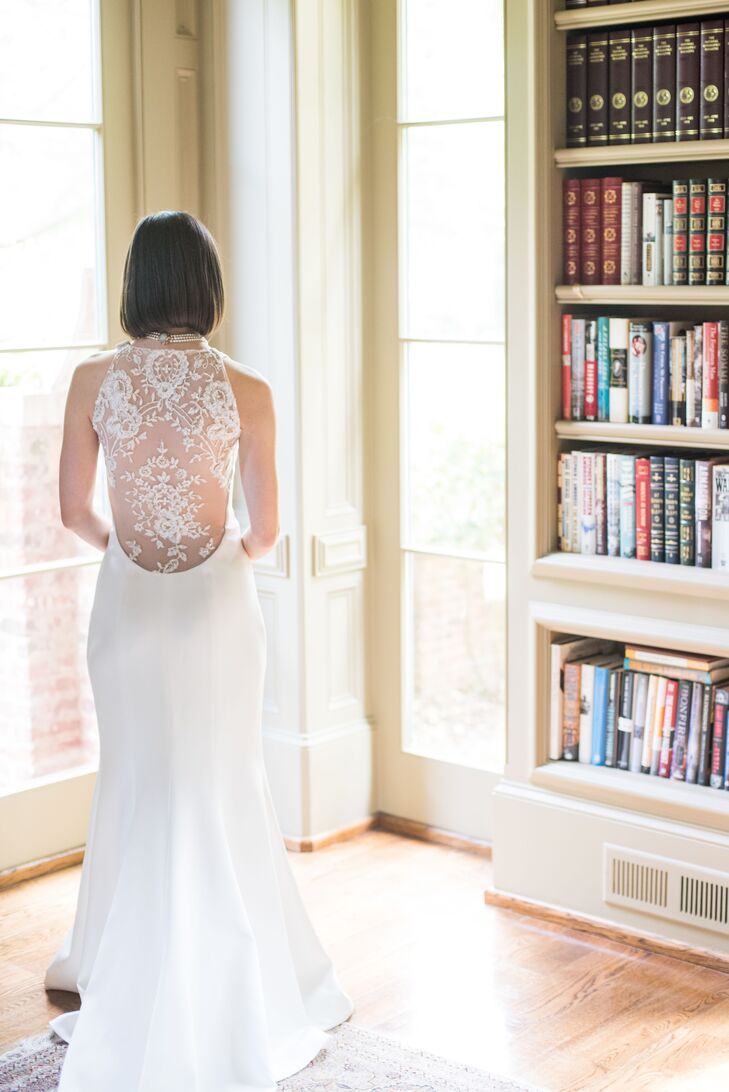 Wedding Dress with Dramatic Illusion Lace Back