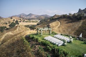 Wedding Ceremony on Hill at Saddlerock Ranch in Malibu, California