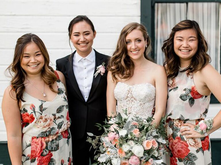 Pulled back in front bridesmaid hairstyle