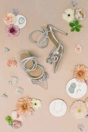 Silver, Rhinestone High Heels and Wedding Jewelry
