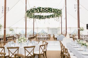 Classic, Rustic Tented Reception with Hanging Greenery Decoration