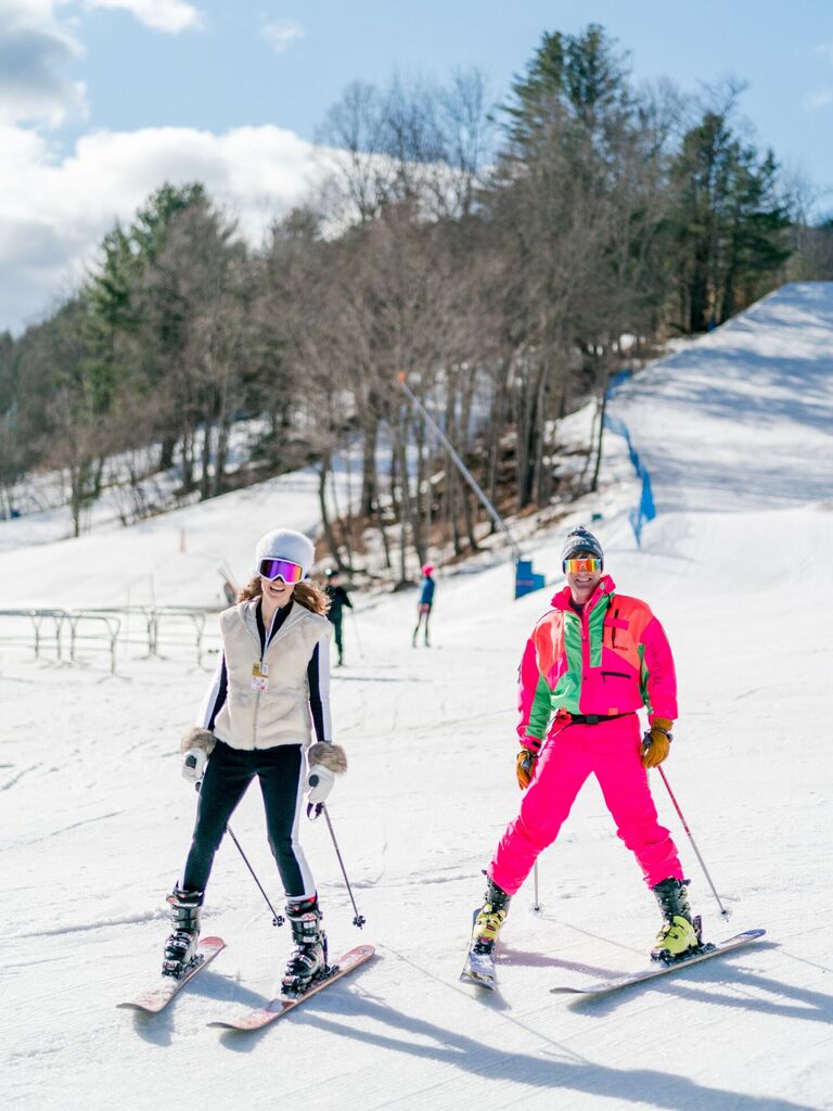 Skiing engagement session