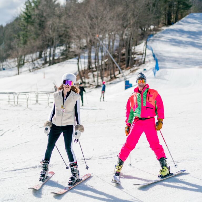 Skiing engagement session