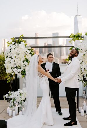Couple Laughing While Exchanging Wedding Vows During Wedding Ceremony