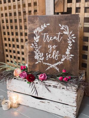 Rustic Wooden Sign with Personalized Message and Illustration