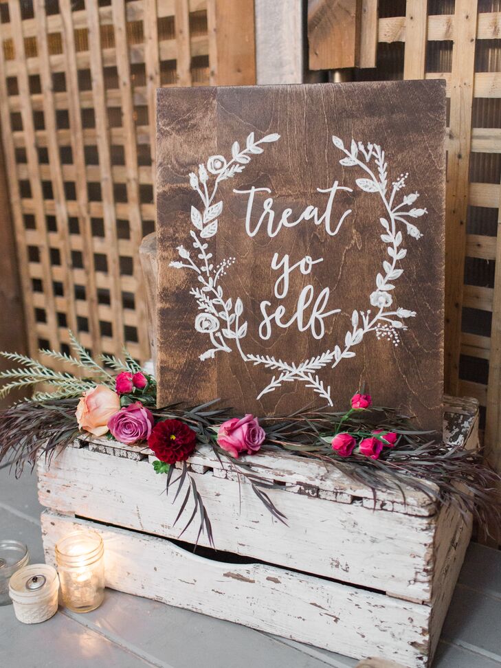 Rustic Wooden Sign with Personalized Message and Illustration