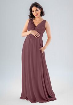 Kennedy Blue Paisley V-Neck and Plunge Bridesmaid Dress