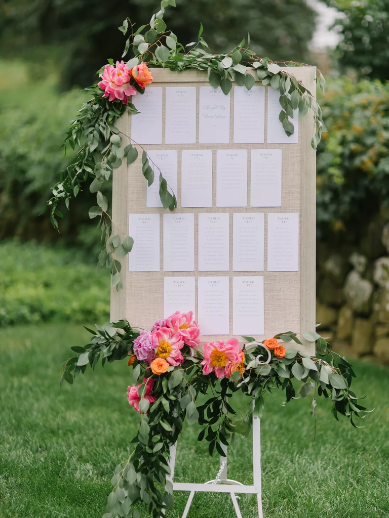 Peony and Eucalyptus floral seating chart for your wedding day
