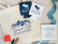 Canvas tote welcome bag and contents Colorado theme