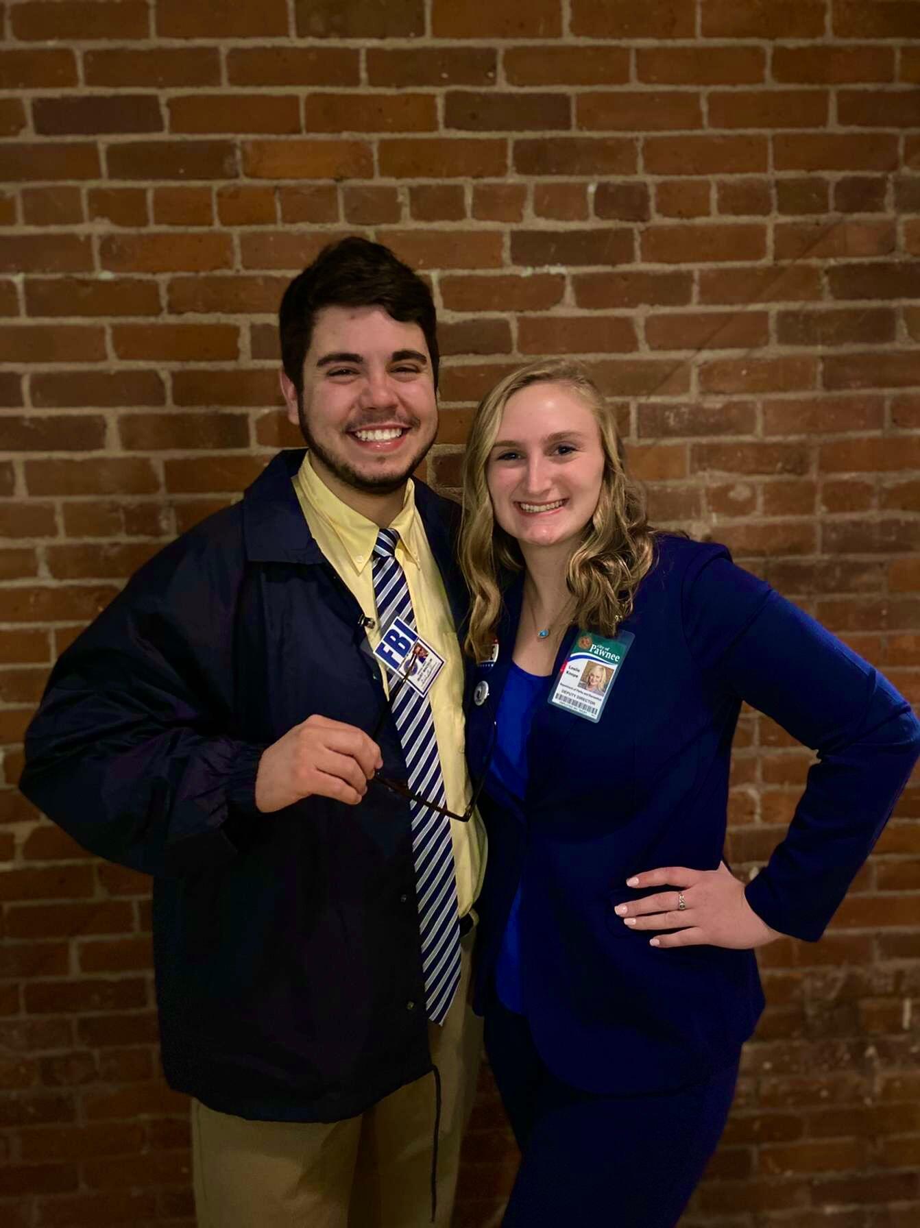 Celebrating Evan's favorite holiday (Halloween) in RI as Leslie Knope and Burt Macklin FBI! 