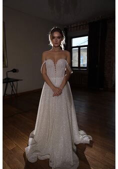 Olivia Bottega Shiny A-line Wedding Dress Coral A-Line Wedding Dress