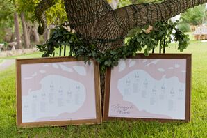 Custom Pink Mason Jar Seating Chart