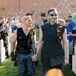 Grooms Holding Hands During Bubble Recessional