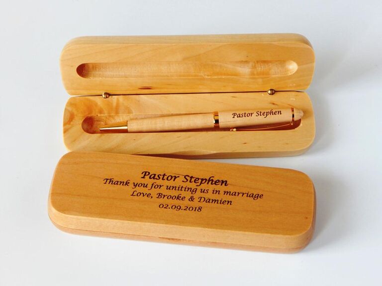 Engraved wooden pen wedding officiant gift