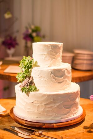 Three-Tier Round Cake With Succulents