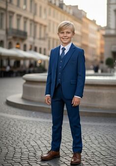 BLACKTIE "Liam" Indigo Suit (5-Piece Set) Flower Girl Dress and Ring Bearer Outfit