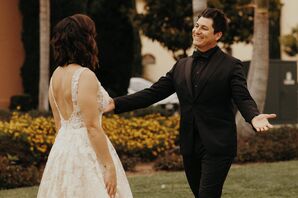 Bride and Groom First Look at BLDG 177 in San Diego, California