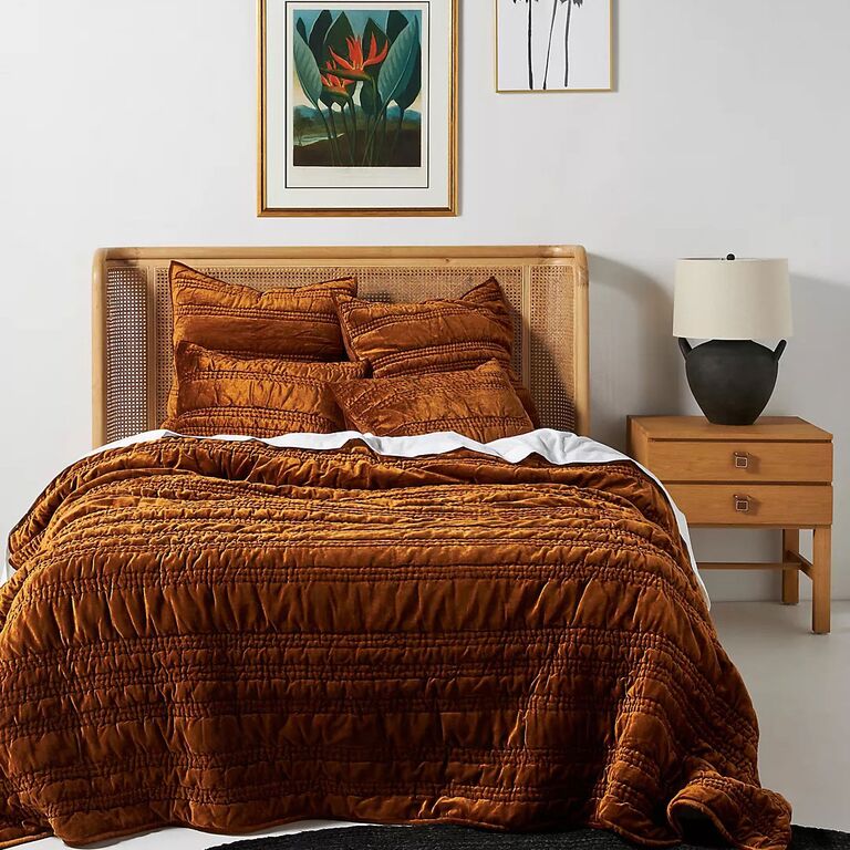 Bronze-colored velvet quilt traditional 19-year anniversary gift