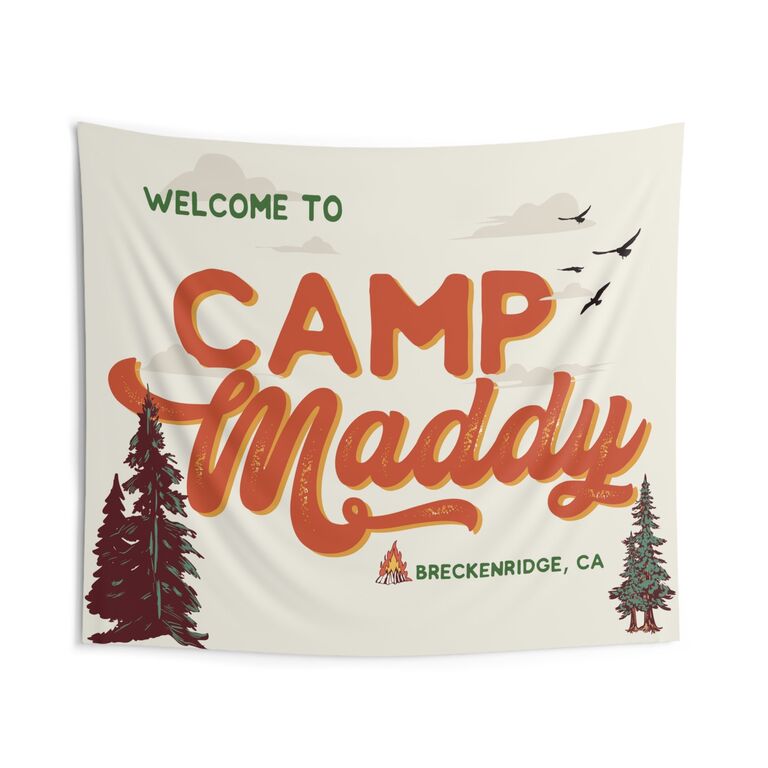 Custom camp-themed banner for a bachelorette party. 