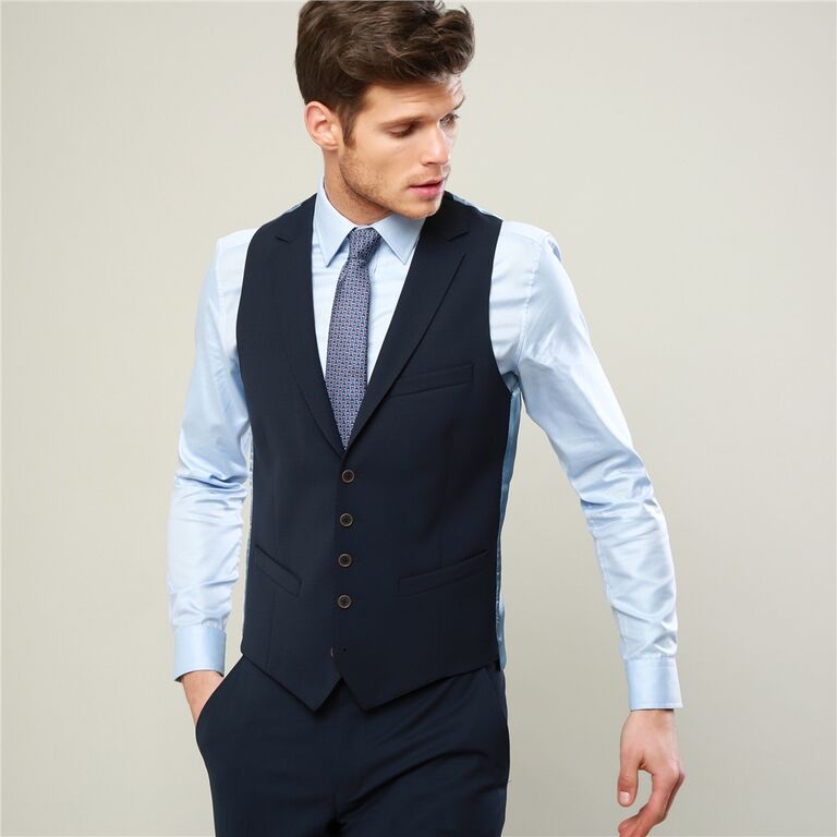 Tailored navy blue waistcoat by Magee 1866. 