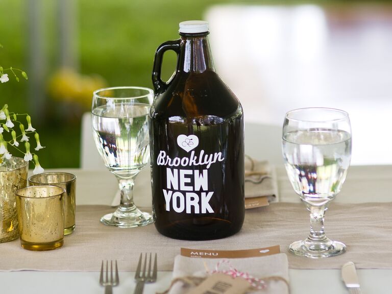 Beer growler wedding table number
