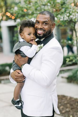 Groom with Son at Wedding at The Lace House in Columbia, South Carolina