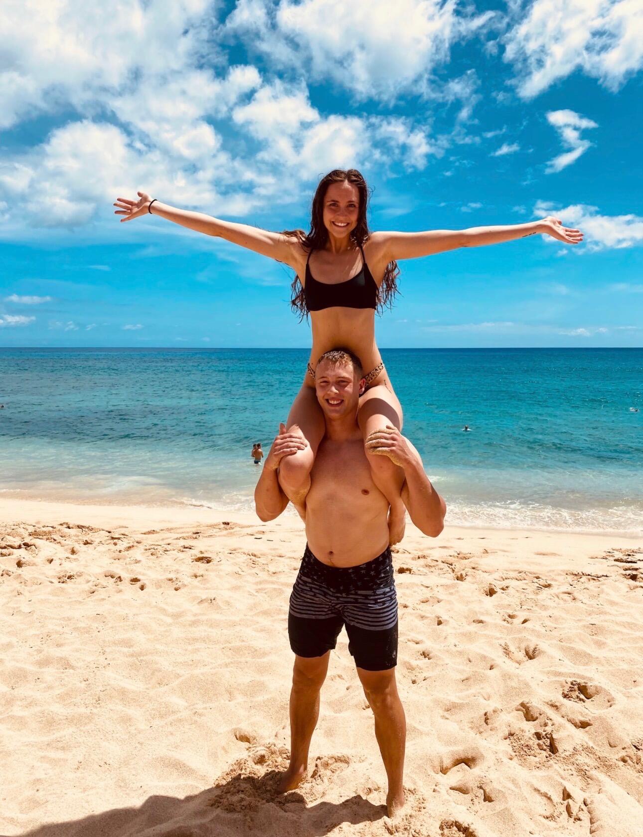 One thing that's always been important to Kade and Helena has been prioritizing adventurous experiences. From the start of long distance, they learned to not take time together for granted which helped shape the foundation of living life to the fullest alongside one another. Kade and Helena's first trip was to Hawaii where they cage dived with sharks, spent lots of time tanning and snorkeling, and visiting friends. After traveling in an airport and sharing a bathroom, they learned a lot about each other, which was a pivotal time in their relationship. The success of Hawaii led to many more trips like Glacier, Mexico, Scarywood theme park, concerts, and Helena dominating him on the Amazing Fun Center basketball court!! Kade and Helena are looking foward to one of the biggest trips of their lives as husband and wife. 