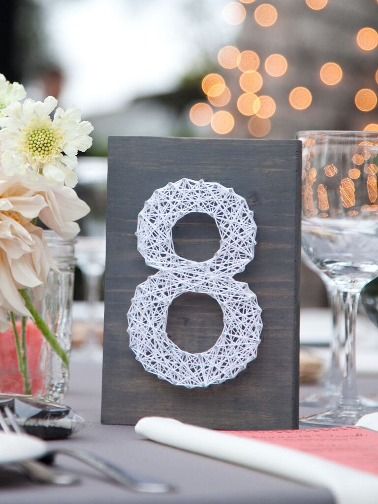 Wooden string art wedding table number