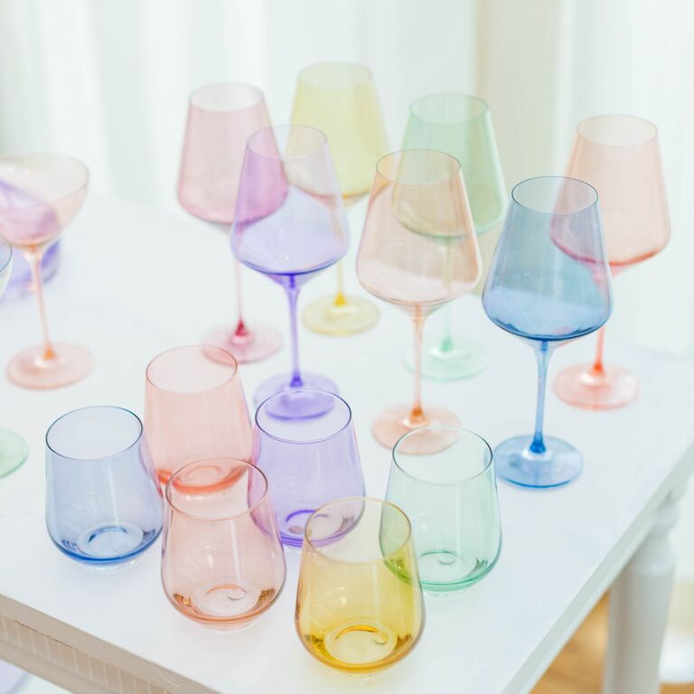 Set of colorful wine glasses. 